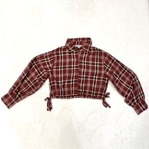 HYFVE HYFVE HYFVE Cropped Red Long Sleeve Flannel shirt size S